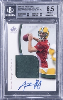 2005 SP Authentic "Rookie Authentics" #252 Aaron Rodgers Signed Patch Rookie Card (#03/05) -  BGS NM-MT+ 8.5/BGS 9